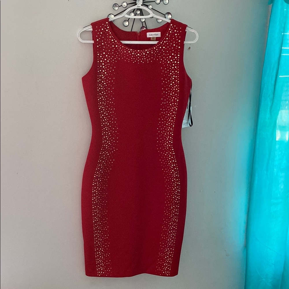 Calvin Klein Red Sleeveless Dress